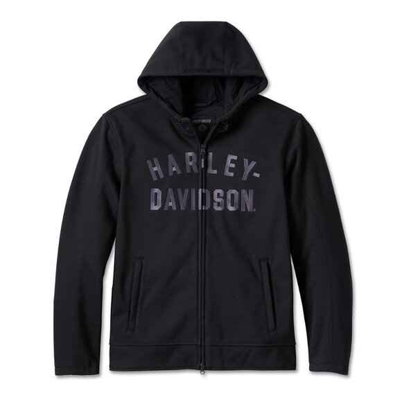 Harley-Davidson Size M Men's Deflector Hooded Riding Fleece Jacket, Black - Picture 2 of 13